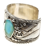 STERLING SILVER ALBERT LEE TURQUOISE CUFF BRACELET