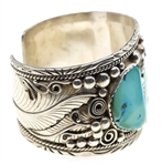 STERLING SILVER ALBERT LEE TURQUOISE CUFF BRACELET