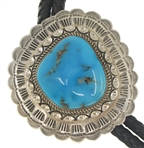 STERLING SILVER RUNNING BEAR SHOP TURQUOISE BOLO TIE