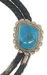 STERLING SILVER RUNNING BEAR SHOP TURQUOISE BOLO TIE