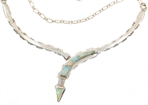 STERLING SILVER & OPAL MODERNIST STYLE NECKLACE