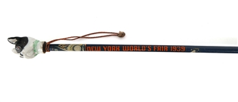 NY WORLD'S FAIR 1939 WALKING CANE WITH PORCELAIN TOPPER