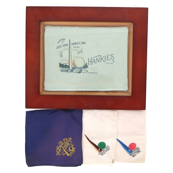 NEW YORK WORLDS FAIR 1939 HANDKERCHIEFS & POUCH