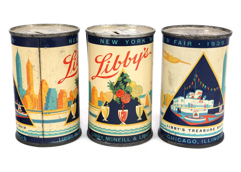 NY WORLDS FAIR 1939 LIBBYS TREASURE SHIP TIN COIN BANK
