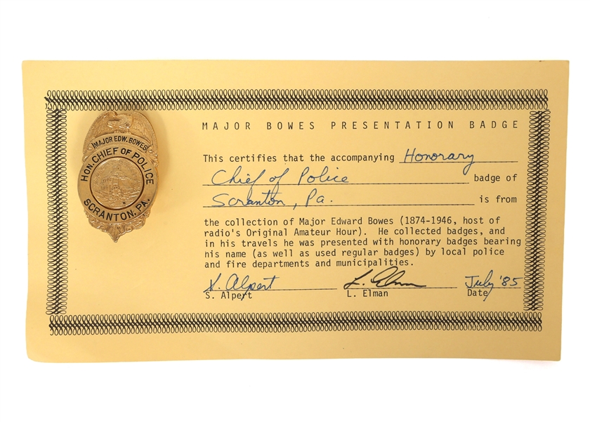 MAJOR BOWES AMATEUR HOUR SCRANTON PA POLICE CHIEF BADGE