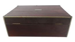 19TH C. WOODEN TRAVEL VANITY DRESSER BOX 