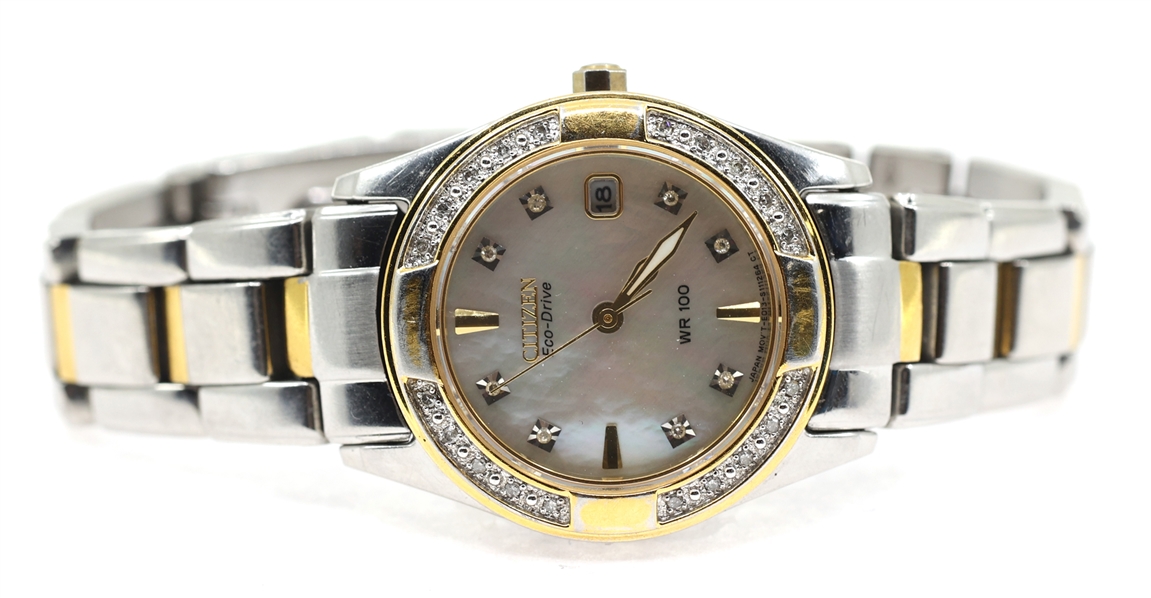 CITIZEN ECO-DRIVE WR100 STAINLESS STEEL WRISTWATCH