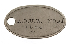 10K YELLOW GOLD A.O.U.W. PIN & MATCHING NICKEL ID TAG