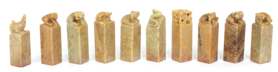 CARVED SOFTSTONE CHINESE CHOP SEALS 