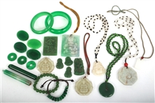 CARVED & DYED JADE BRACELETS, PENDANTS, & CHARMS