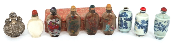 CHINESE SNUFF BOTTLES - GLASS, PORCELAIN, STONE, METAL
