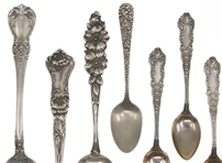 STERLING SILVER FLATWARE - SPOONS & SUGAR TONGS
