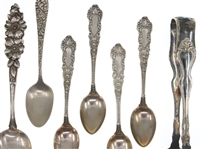 STERLING SILVER FLATWARE - SPOONS & SUGAR TONGS