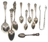 STERLING SILVER FLATWARE - SPOONS & SUGAR TONGS
