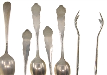 STERLING SILVER FLATWARE - SPOONS & SUGAR TONGS