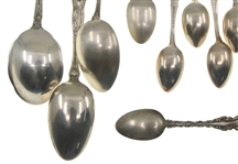 STERLING SILVER FLATWARE - SPOONS & SUGAR TONGS