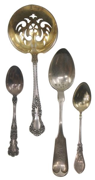 GORHAM STERLING SILVER DEMITASSE, TEA, & PIERCED SPOONS