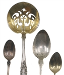 GORHAM STERLING SILVER DEMITASSE, TEA, & PIERCED SPOONS