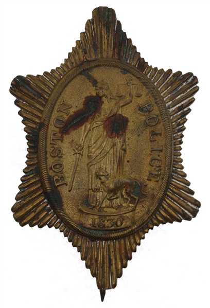 OBSOLETE 19TH C. BOSTON POLICE BADGE