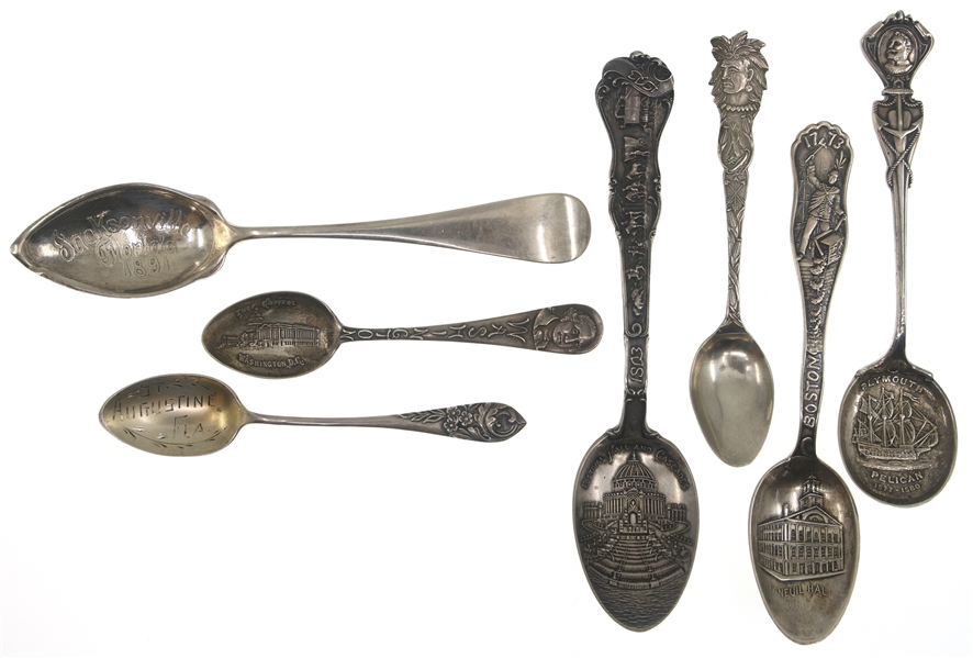STERLING SILVER SOUVENIR DEMITASSE & TEASPOONS