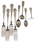 SILVER-PLATED FLATWARE - FORKS, SPOONS, & FOOD PUSHER