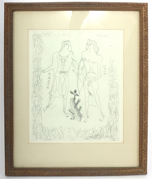 GEORGES BRAQUE "EURYBIA & EROS" ETCHING FRAMED
