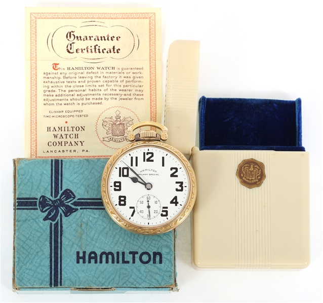 HAMILTON GOLD-FILLED CASE RAILWAY SPECIAL POCKET WATCH