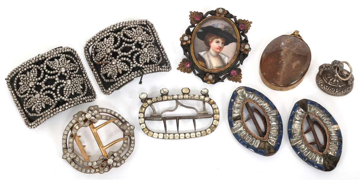 19TH & 20TH C. DECORATIVE BUCKLES, BROOCH, & CHARMS