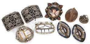 19TH & 20TH C. DECORATIVE BUCKLES, BROOCH, & CHARMS