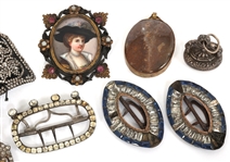 19TH & 20TH C. DECORATIVE BUCKLES, BROOCH, & CHARMS