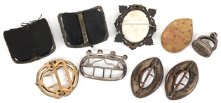 19TH & 20TH C. DECORATIVE BUCKLES, BROOCH, & CHARMS