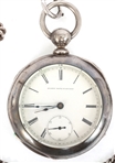19TH C. ELGIN COIN SILVER CASE POCKET WATCH & FOB 