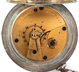 19TH C. ELGIN COIN SILVER CASE POCKET WATCH & FOB 