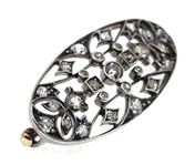 .750 SILVER 1.22 CTW DIAMOND OVAL BROOCH