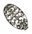 .750 SILVER 1.22 CTW DIAMOND OVAL BROOCH
