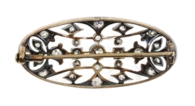 .750 SILVER 1.22 CTW DIAMOND OVAL BROOCH