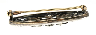 .750 SILVER 1.22 CTW DIAMOND OVAL BROOCH