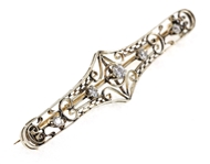 14K WHITE GOLD 0.45 CTW DIAMOND FILIGREE BROOCH
