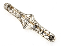 14K WHITE GOLD 0.45 CTW DIAMOND FILIGREE BROOCH
