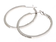 14K WHITE GOLD 1 CTW DIAMOND HOOP EARRINGS