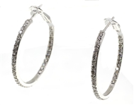14K WHITE GOLD 1 CTW DIAMOND HOOP EARRINGS
