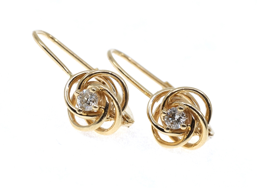 14K YELLOW GOLD DIAMOND FASHION EARRINGS