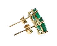 14K YELLOW GOLD OVAL CUT EMERALD SOLITAIRE EARRINGS