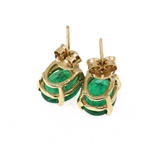14K YELLOW GOLD OVAL CUT EMERALD SOLITAIRE EARRINGS