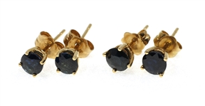 14K YELLOW GOLD BLUE SAPPHIRE SOLITAIRE EARRINGS