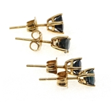 14K YELLOW GOLD BLUE SAPPHIRE SOLITAIRE EARRINGS