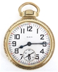 ELGIN GOLD-FILLED CASE BW RAYMOND RAILROAD POCKET WATCH