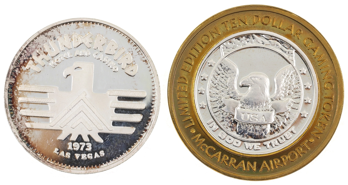 FINE SILVER 1 OZ COMMEMORATIVE GAMING TOKEN ROUNDS