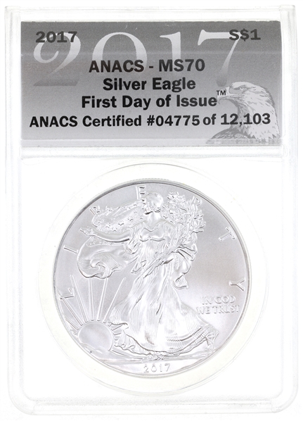 2017 US SILVER EAGLE $1 COIN ANACS MS 70 