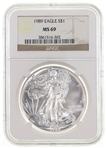 1989 US SILVER EAGLE $1 COIN NGC MS69